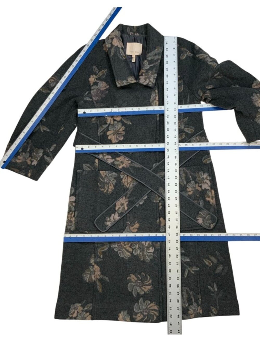 Rebecca Taylor Jacquard Coat 0 Grey Floral Wool Blend - Picture 9 of 16